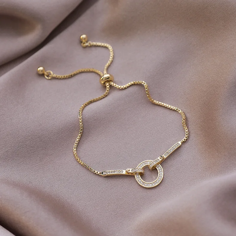 

Copper Bracelet for Women Fashion Adjustable Round Circle Charm Bracelet Jewelry Accessories Wholesale Luxury
