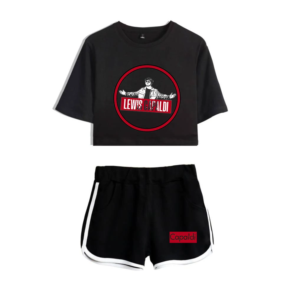 

Lewis Capaldi two piece set Shorts Lady girls Casual Super shorts Outerwear Femme Contrast Summer Soft Elastic Waist Shorts