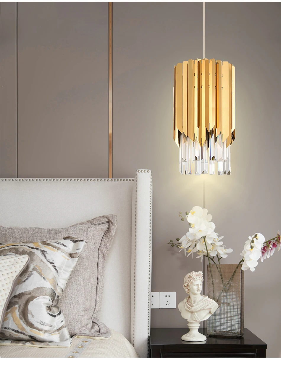 Небольшой круглый золотой k9 хрустальный светодиодный Современный Люстра