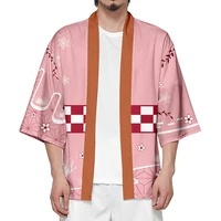 demon slayer kimetsu no yaiba kamado nezuko japanese kimono haori yukata cosplay adult summer short sleeve shirts streetwear