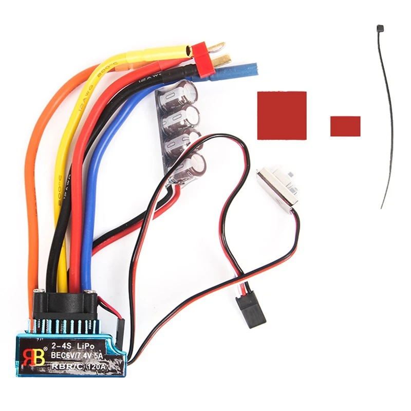 

120A Sensored Brushless ESC Electric Speed Controller T Plug with 6V/7.4V 5A BEC for 1/8 1/10 1/12 RC Crawler Car Boat