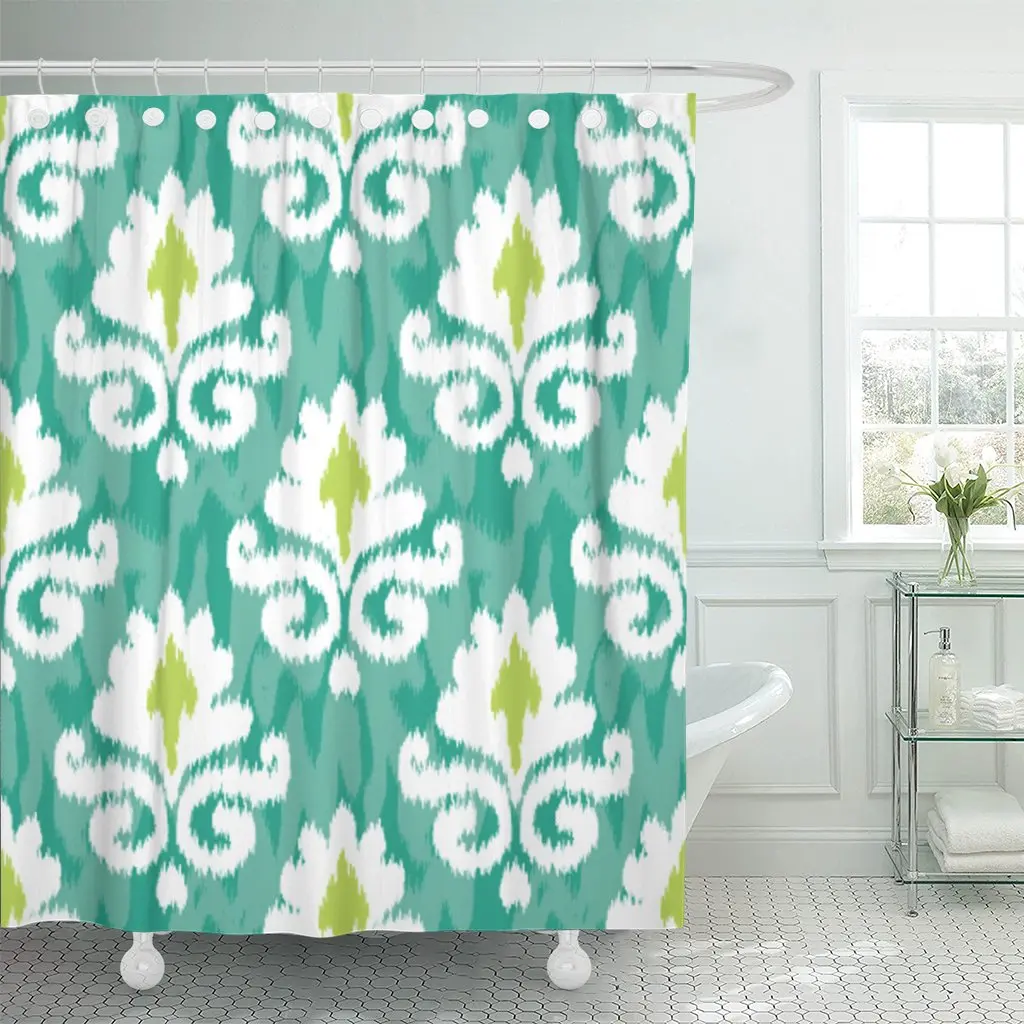 Желтый цветок Ikat фон из дамаста с узором Индонезия Графический весело занавеска