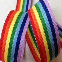 50 yardsroll 10 20mm width polyester rainbow webbing 7 color stripe gift belt 0 5mm thickness