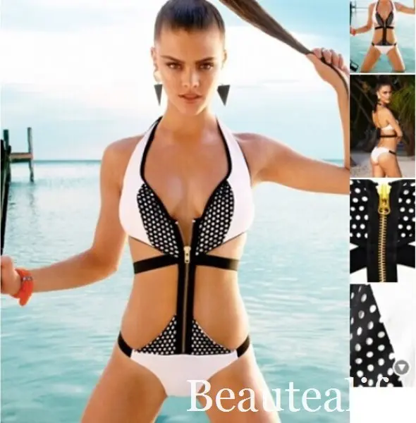 Бренд белый цвет молния цельный купальник пуш-ап мягкий бюстгальтер купальный