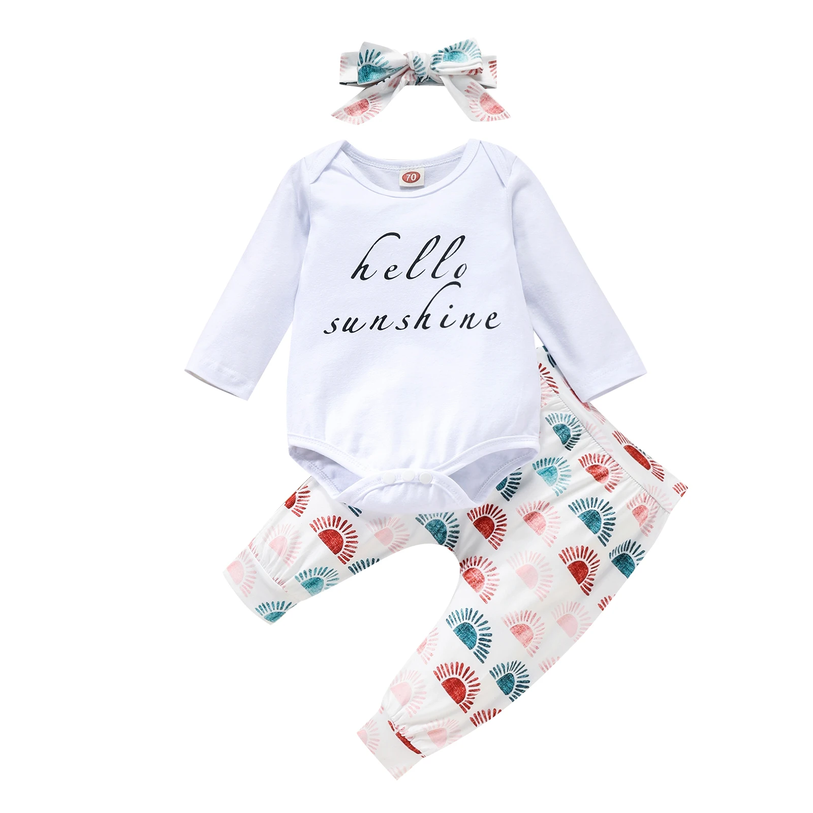 

3Pcs Autumn Baby Girls Boys Outfit, Creative Letter Printing Long Sleeve Round Collar Romper + Sun Long Pants + Headwear Set