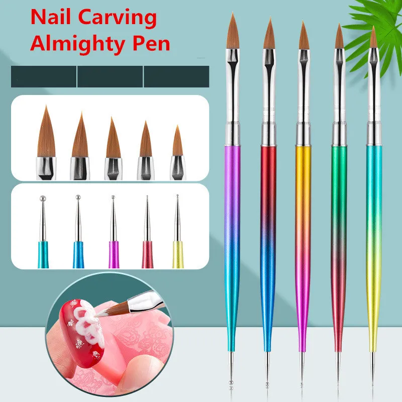 

5pcs/Kit Nail Art Pen Set Double-ended Dotting Drawing Painting Nail Brush UV Gel Liner Polish Nails Art Dotting Tools