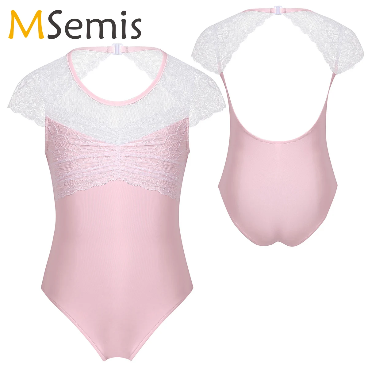 

Lace Ballerina Dance Leotard for Kids Girl Cutouts Back Dancing Dress Ballet Exercise Clothing Gymnastics Base Training Jumpsuit