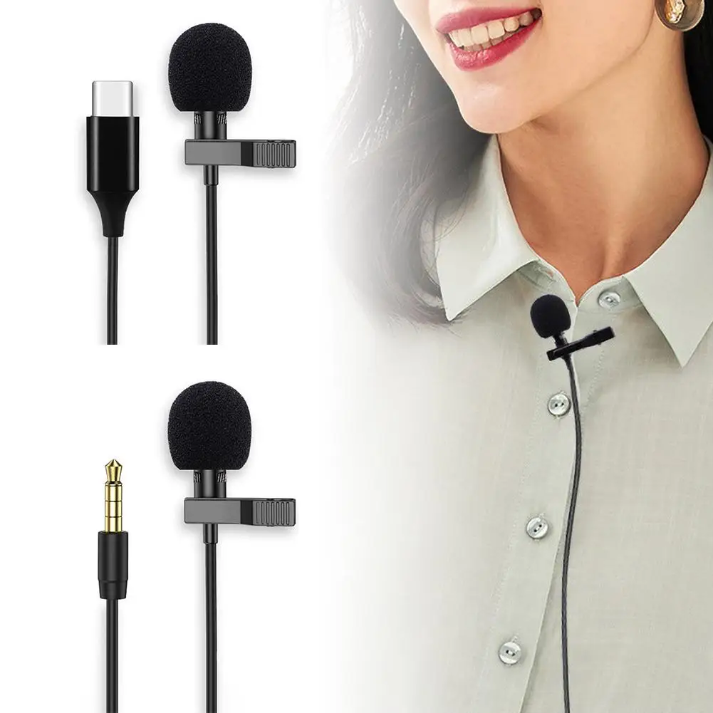 

3.5mm/Type-c Mini Lapel Clip Microphone Mic Condenser Audio Recording for Phone
