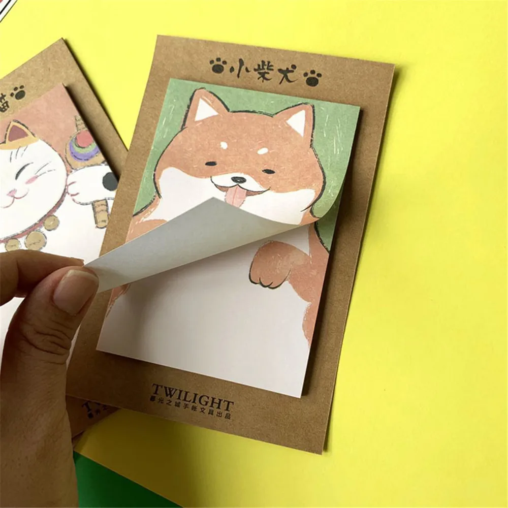 30 листов милые Мультяшные животные блокноты Kawaii клейкая бумага для заметок