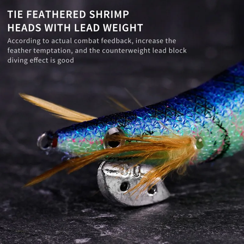 

10Pcs 12g/14g/19g Artificial Bait Hook Fishing Squid Bait Shrimp Jig Hook 3D Eyes Luminous Lures Cuttlefish Octopus Lures