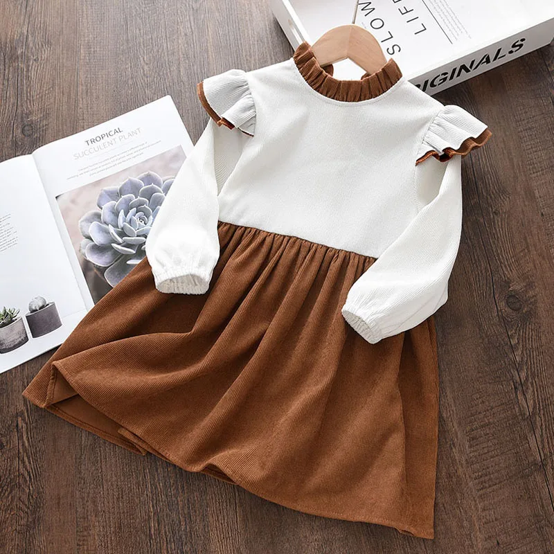 

Menoea Baby Girl Patchwork Dresses 2021 New Autumn Winter Clothes for Toddler Kids Girls Princess Dress Casual Clothing 2-6 Year