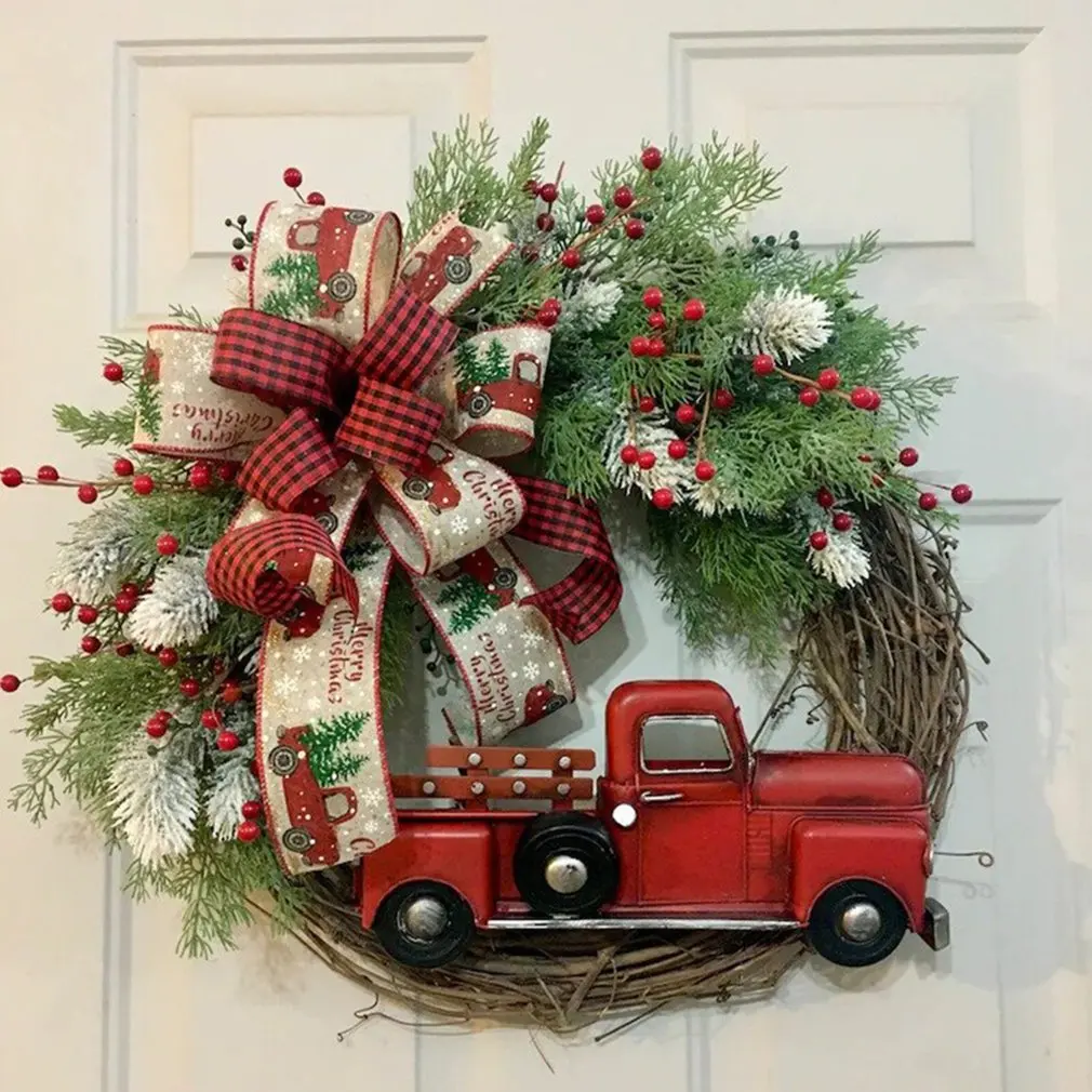 

Creative Christmas Door Wreath Christmas Decoration Artificial Garland Wreaths For Car Home Window Wall Decoration K5V6