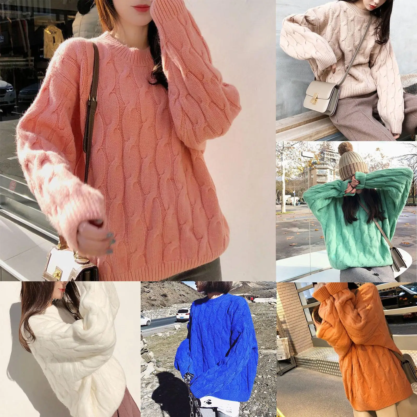 

Warm Sweater Women Velvet Pullovers Knitted Top Women Autumn Loose Solid Color Round Neck Long Sleeve Knitted Blouse Top Sweater