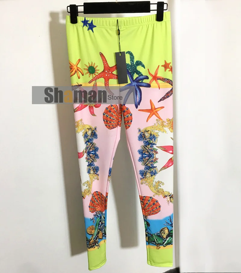 

luxury design branded Starfish series two piece set outfits for women bright color deep v neck bodysuit with slim fits leggings