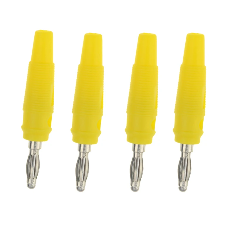 4pcs YELLOW 4 шт. 4 мм Аудио вилка штекерного типа динамика посеребренные соединители красный черный зеленый желтый синий - Цвет: 4pcs YELLOW