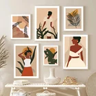 Абстрактная Мода Бохо девушка лист растение солнце настенная живопись на холсте скандинавские постеры и принты настенные картины для декора гостиной