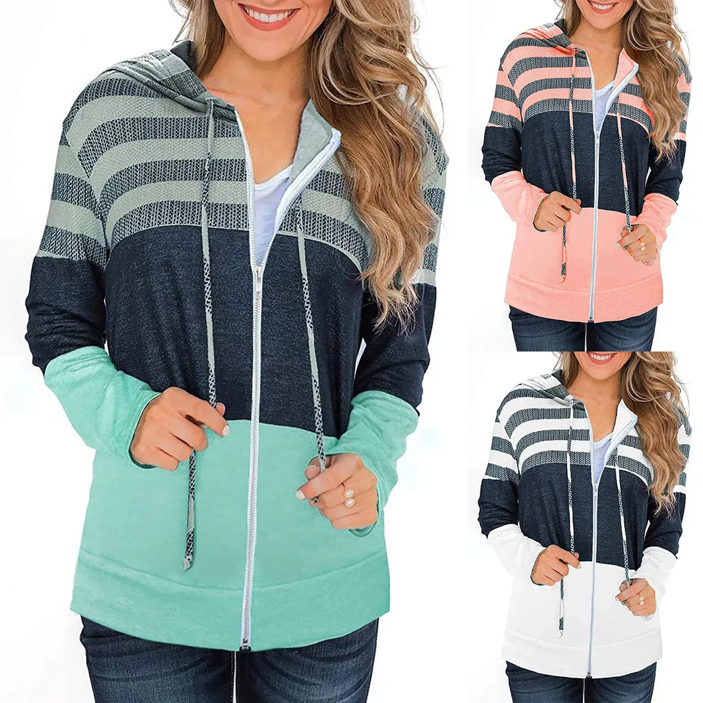Женская осенне зимняя куртка с капюшоном женская теплая в полоску длинным