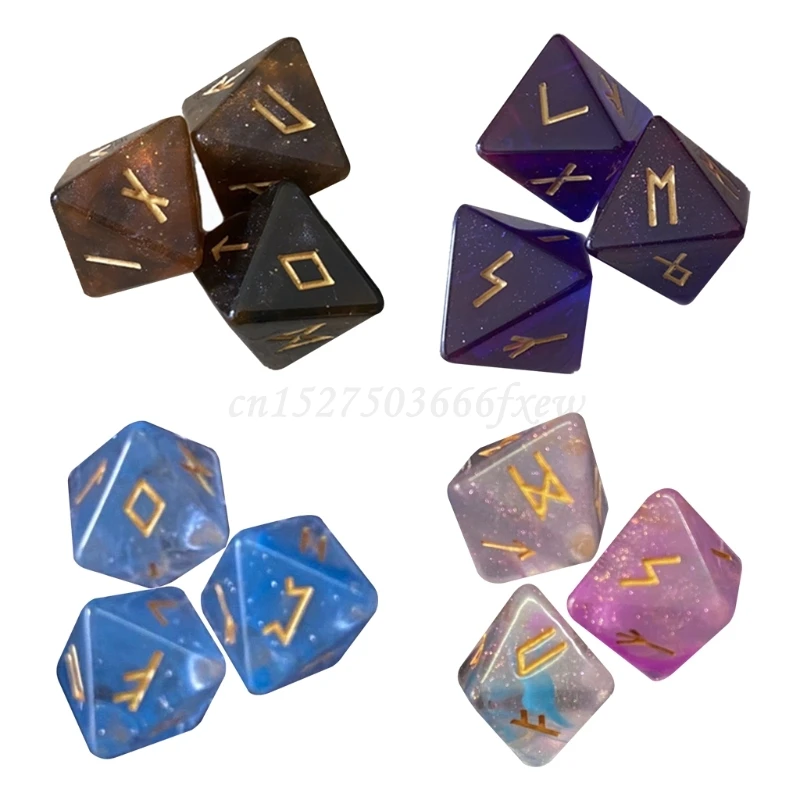 

3 Pcs 8-Sided Rune Dice Resin Assorted Polyhedral Dices Set Divination Game Toys