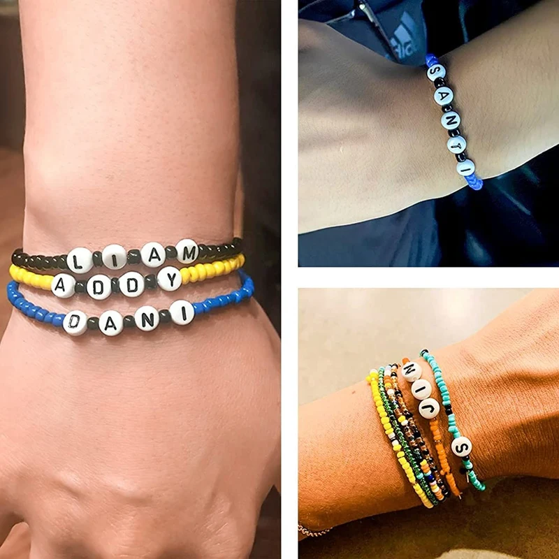 

Craft Set, Jewelry Making Bracelet Beads, Acrylic Letter Beads, Elastic Rope and Accessories, DIY Craft Material Kit