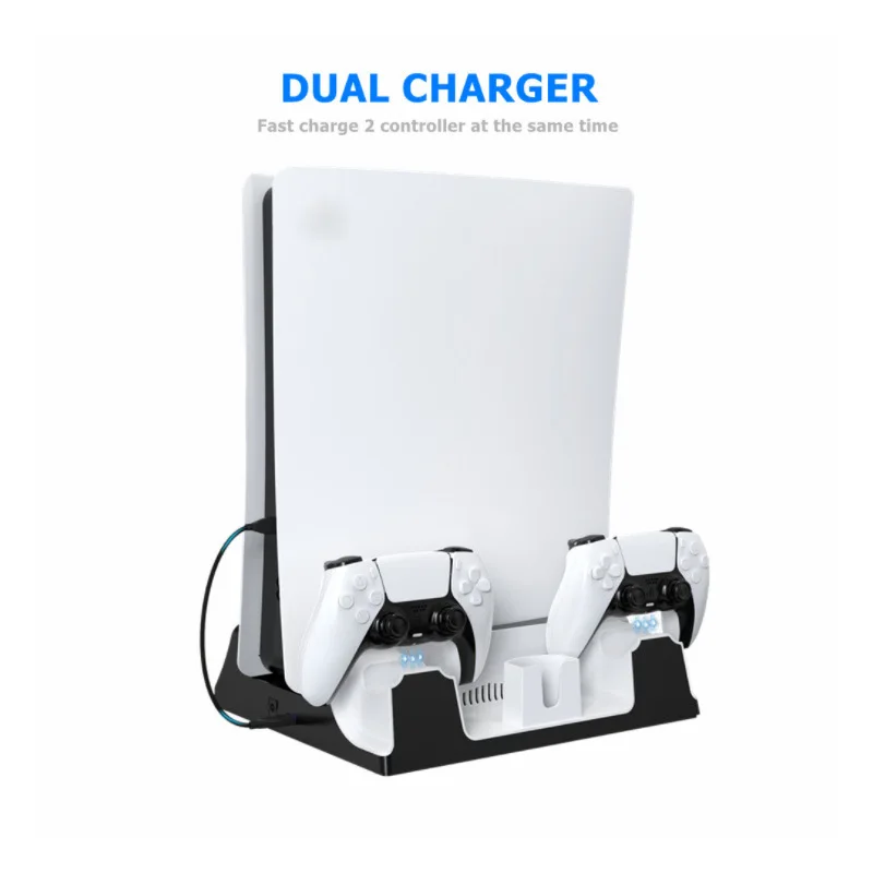 

PS5 Controller Multi-function Cooling Bracket Touch Controller Double Charge + Storage Rack + Earphone Hook Video Game Consoles
