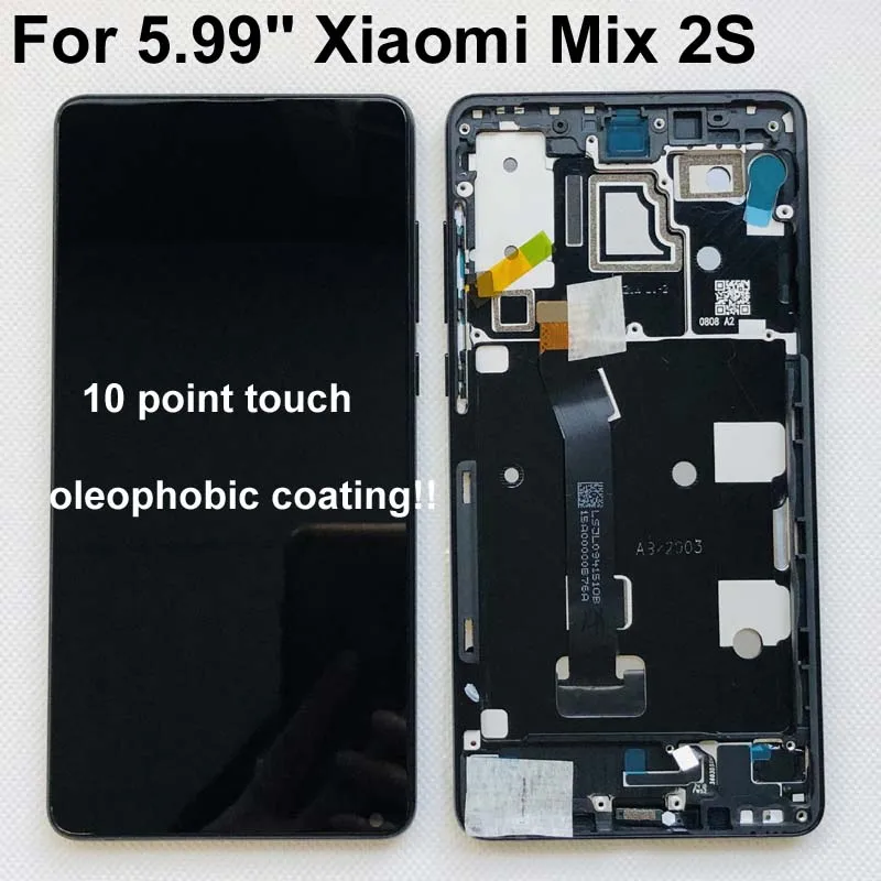 100% Новый оригинальный + рамка для 5 99 ''Xiaomi Mi Mix 2S ЖК дисплей 10 сенсорный экран