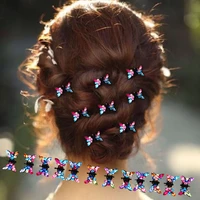 12pcslot girls small cute crystal butterfly metal hair clips headband hairpins hair oranment fashion hair accessories