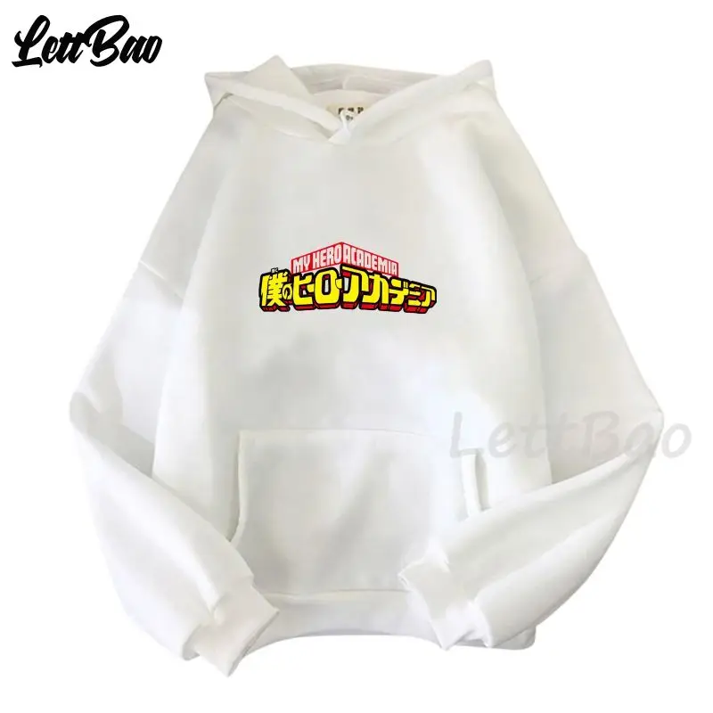 

Толстовка с капюшоном и принтом надписей из японского аниме Моя геройская академия, дизайнерский топ с карманами, теплая зимняя повседневн...