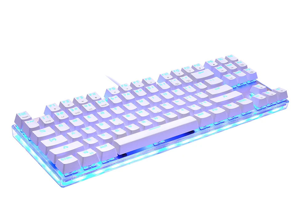 Original Подлинная Motospeed K87S Игровая механическая клавиатура 87 клавиш Красный / Синий переключатель RGB Подсветка LED Антибликовая USB Проводная английская / русская клавиатура для геймеров