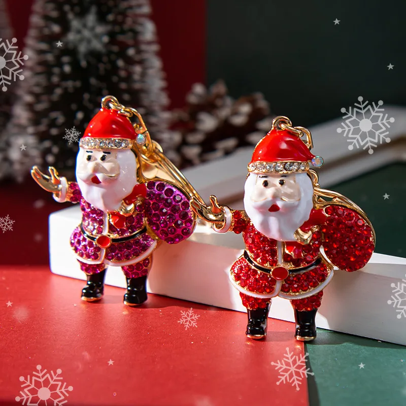 

New Christmas Crystal Santa Claus Keychain Woman Girl Car Bag Keychain Charms Diy Keychain Accessories Christmas Gift Jewelry