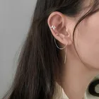 ЛМС серебро Цвет Instagram сверкающий кристалл, Длинная кисточка серьги креативный дизайн серьги-клипсы манжеты