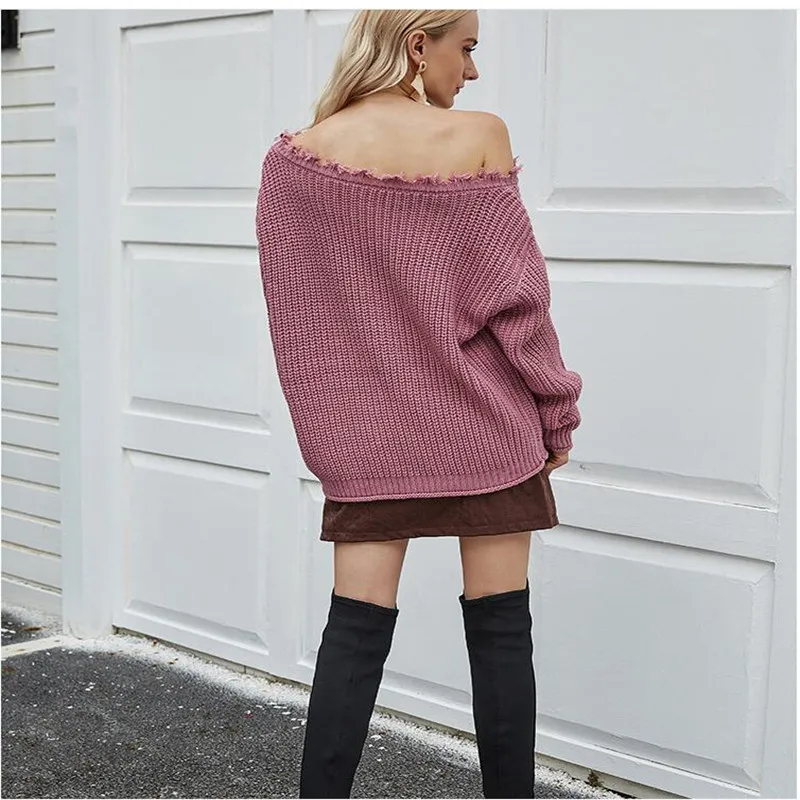 Женский свитер Shikoroleva Осенний Рождественский пуловер с открытыми плечами