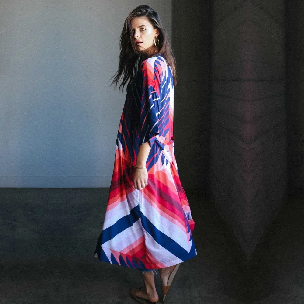 Хлопковое пляжное платье с геометрическим принтом саронги накидка купальник