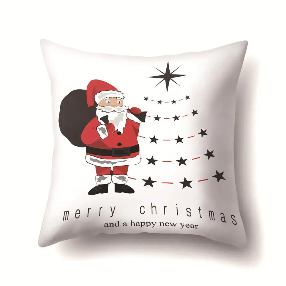 2BZ-40543-285 1Pcs Santa Pattern Christmas Cushion Cover 45*45 Decorative Throw Pillow Xmas New Year Home Decor Polyester Pillowcase 40543 - Цвет: 2BZ-40543-285