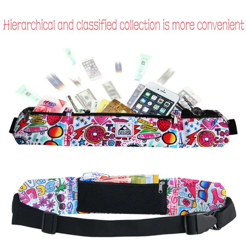 Fashion Women Waist Pack Print Cute Pocket Running Belt Phone Pouch Bag Sports Travel Handbag Fanny | Багаж и сумки