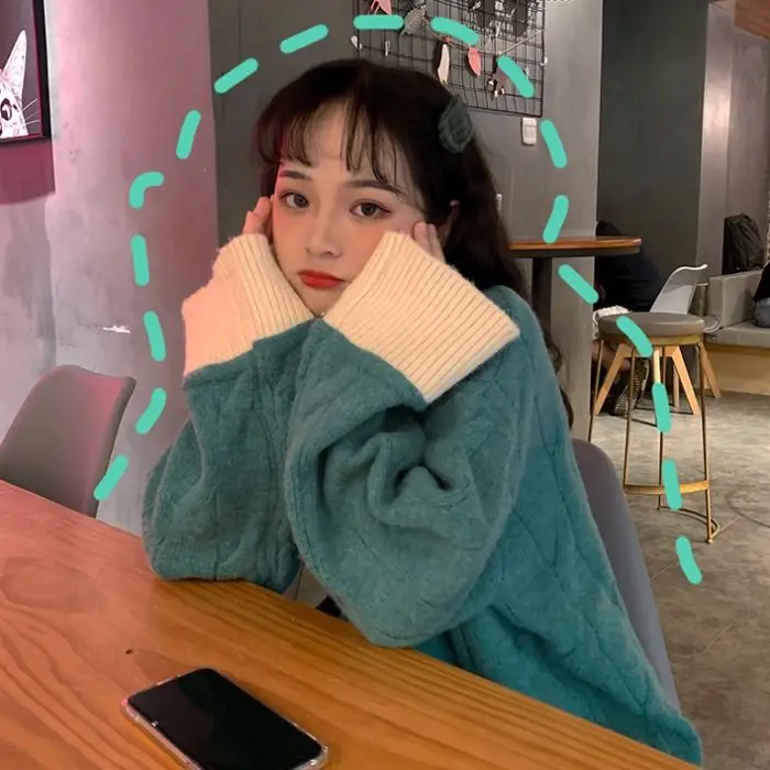 

Women 2020 Autumn Winter New Fashion Knitted Sweater Female Patchwork O-Neck Pullover Tops Ladies Casual Loose Sweater P283