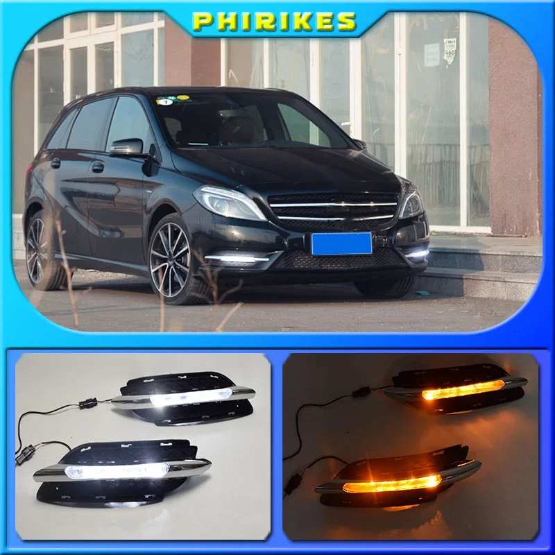 

2pcs For Mercedes-Benz B-Class W245 B180 B200 11-13 White LED DRL Yellow turn signals