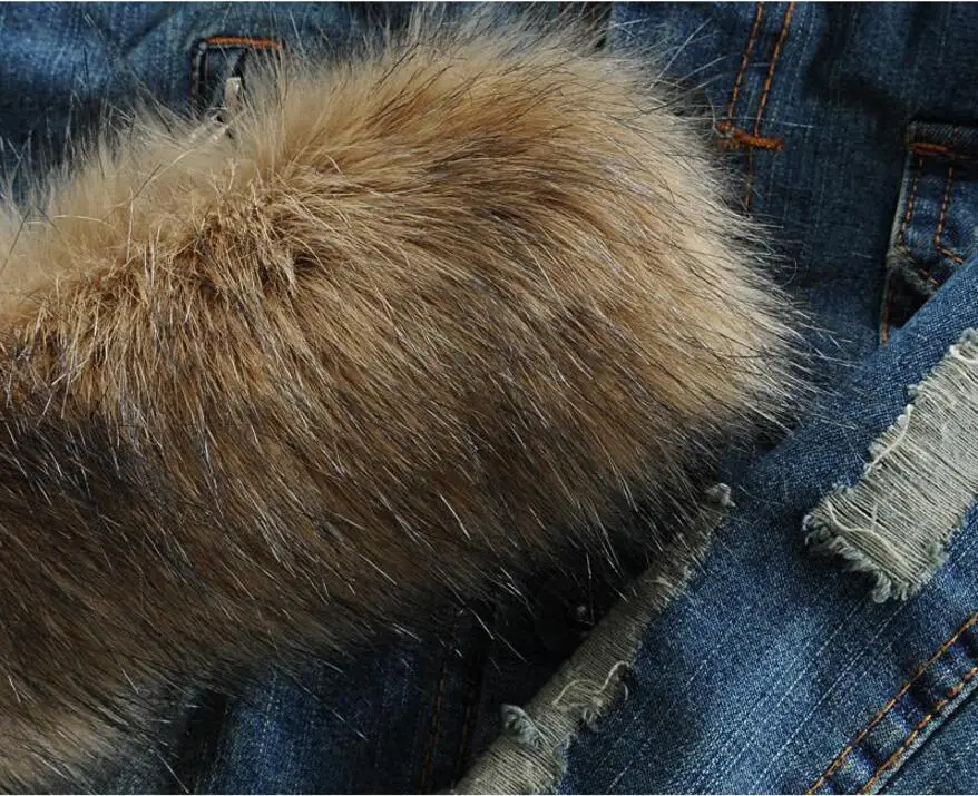 Мужская куртка из искусственного меха Зимняя Толстая Теплая Флисовая джинсовая