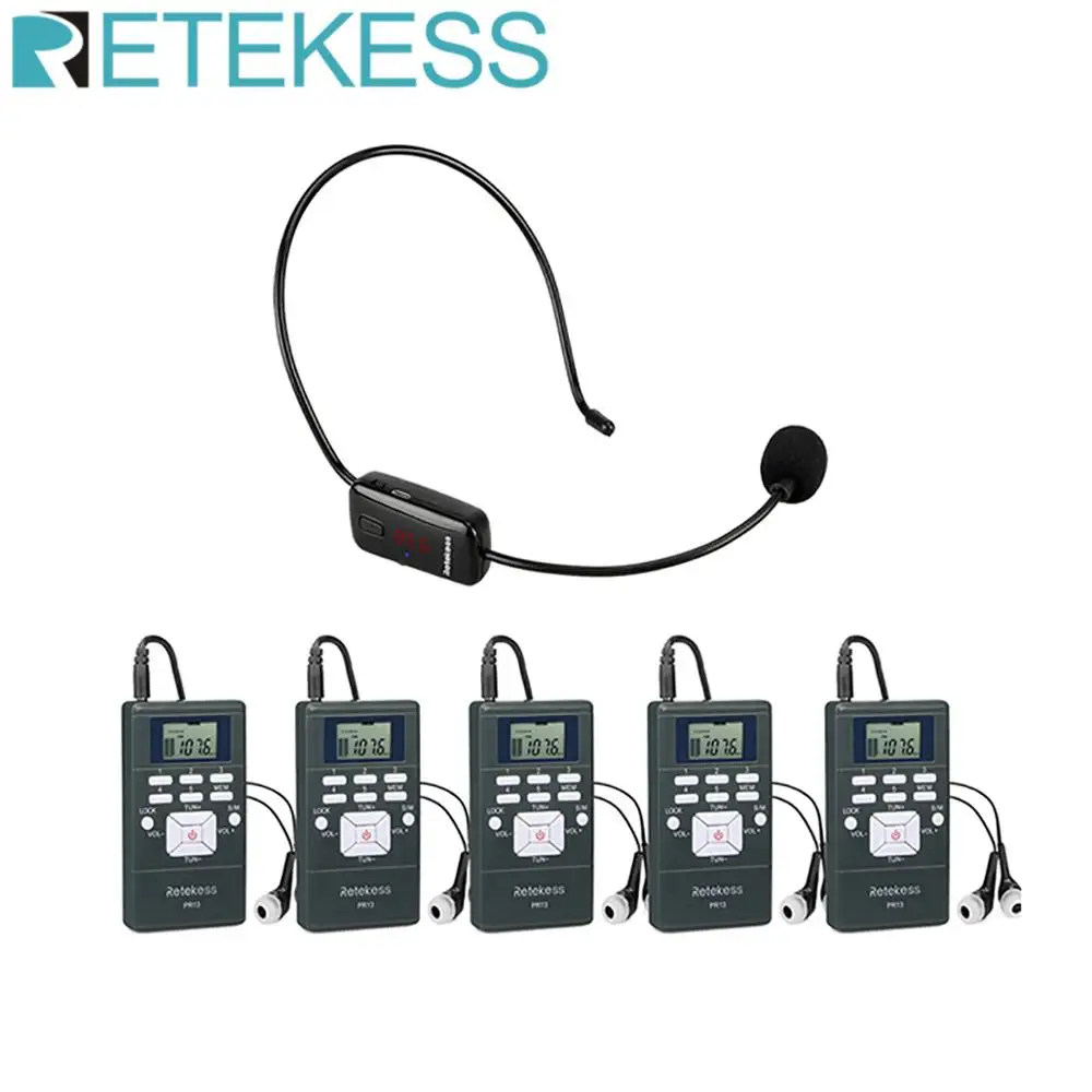 RETEKESS Беспроводная система гида аудио FM микрофон вспомогательная система прослушивания для обучения церковная фабрика гид