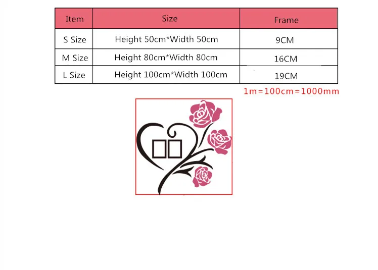 Multi-Size 3D Rose Flower Acrylic Wall Sticker, DIY Home Decoration Poster for Bedroom, Living Room, Picture Frame Wall Art image 2