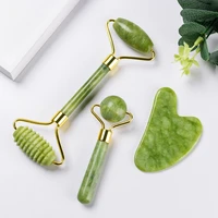 beauty tools natural jade roller gua sha microniddle roller for faceface massager gouache scraper set facial massager skin care