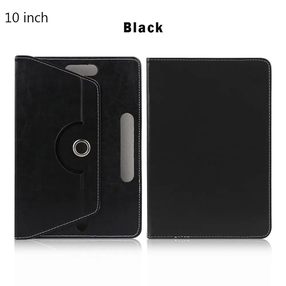 360 Degree Rotating Universal Tablet Case PU Leather Cover For Samsung Galaxy Tab 7 8 9 10.1 inch Android Tablet PC - Цвет: 10 inch black