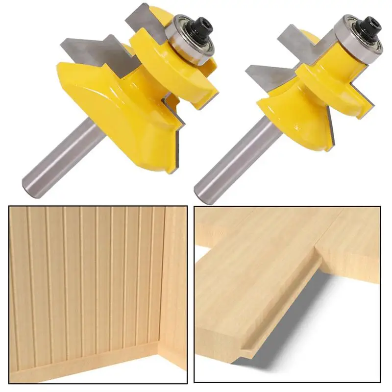 

2Pcs 8mm Shank V Grooves & Matched Tongue Router Bit Set with Premium Ball Bearings Woodworking Cutter for Wood Milling Cutting