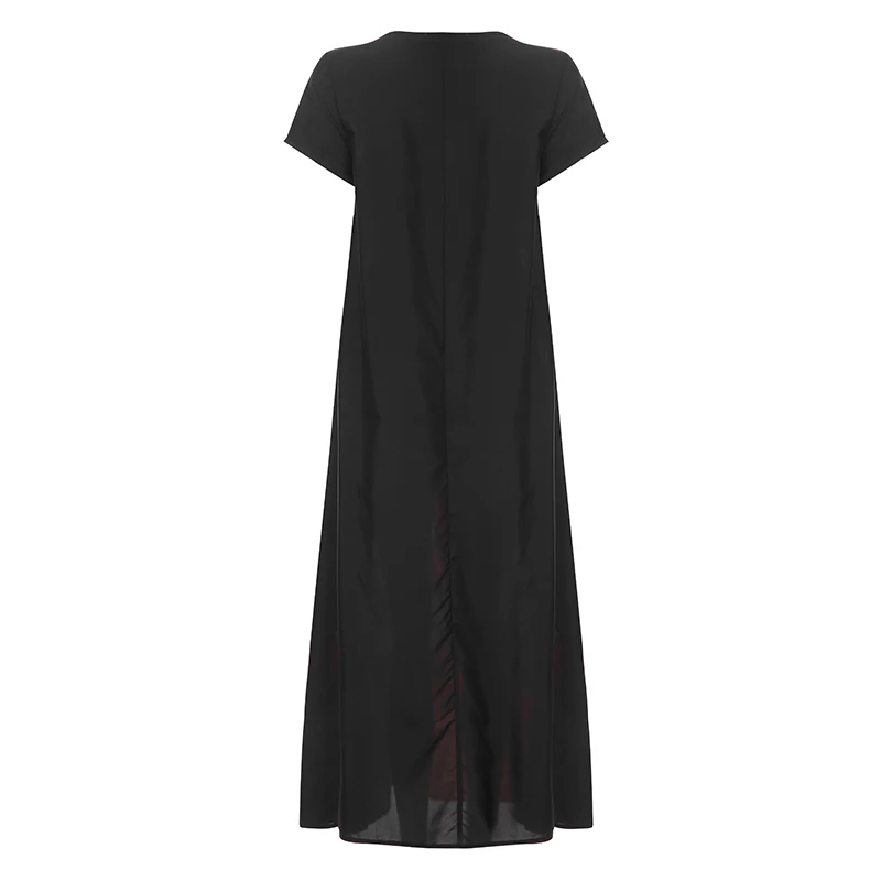 Plus Size Celmia Women Vintage Print Dress Summer Maxi Long Sundress Short Sleeve Casual Loose Beach Vestidos Robe Femme