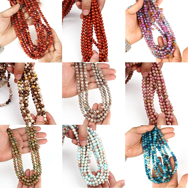 

Hesiod 4-12mm Natural Stone Beads Round Full Strand Healing Agates Beads for Bracelet Necklace Jewelry Making Accessories