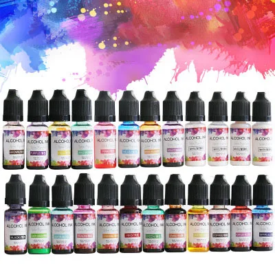 24 Colors 10ML Art Ink Alcohol Resin Pigment Kit Liquid Colorant Dye Diffusion UV Epoxy Jewelry Making | Дом и сад