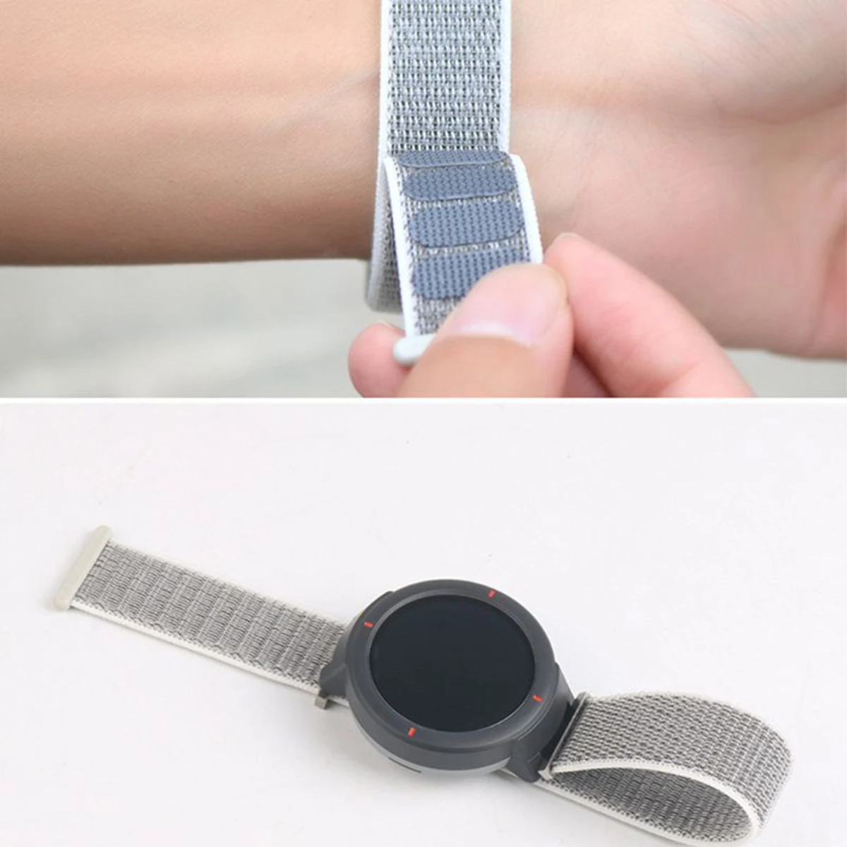 Нейлоновый ремешок для часов SOONHUA сменный Huami Amazfit Verge 3 черный/серый - купить по