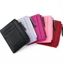 Wallet Mini PU Leather Card Holders Card Slots Purse Small Men Wallet Women Zipper Coin Pocket Ultra Thin Wallet Cardholder