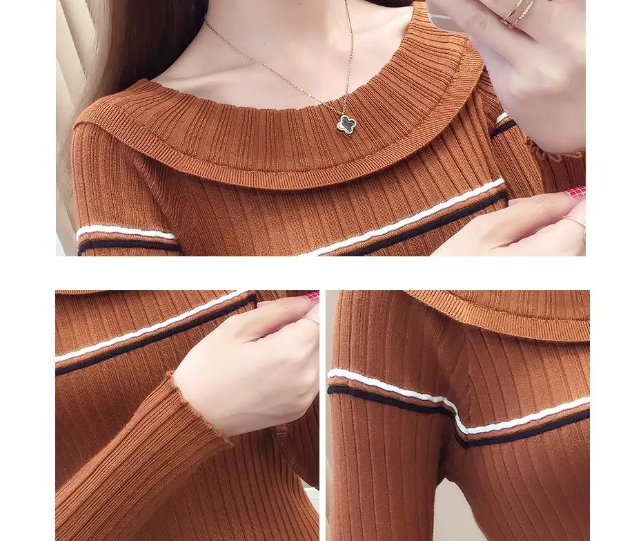 

2020 Women in spring and autumn winter with New style fashion Long sleeve round collar Set head Sweater coat