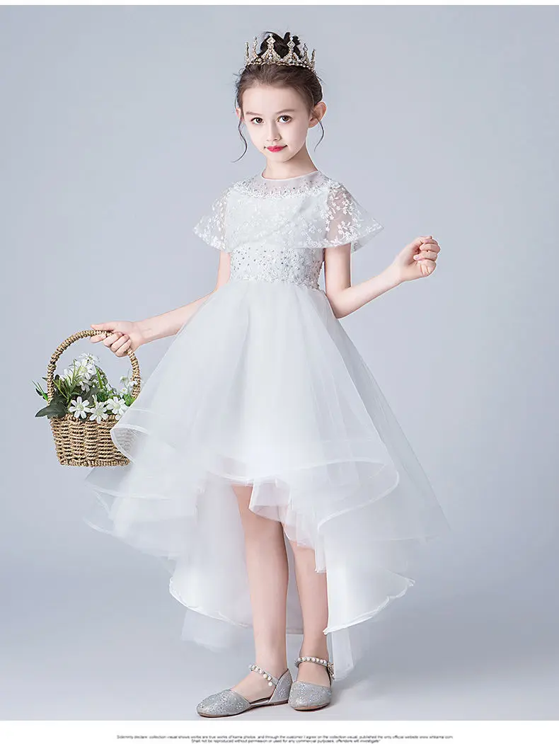 

White Tulle Children's Princess Dresses lace Wedding Dress Flower Girl Evening Dress Baby Girl Baptism Pageant kids Frocks