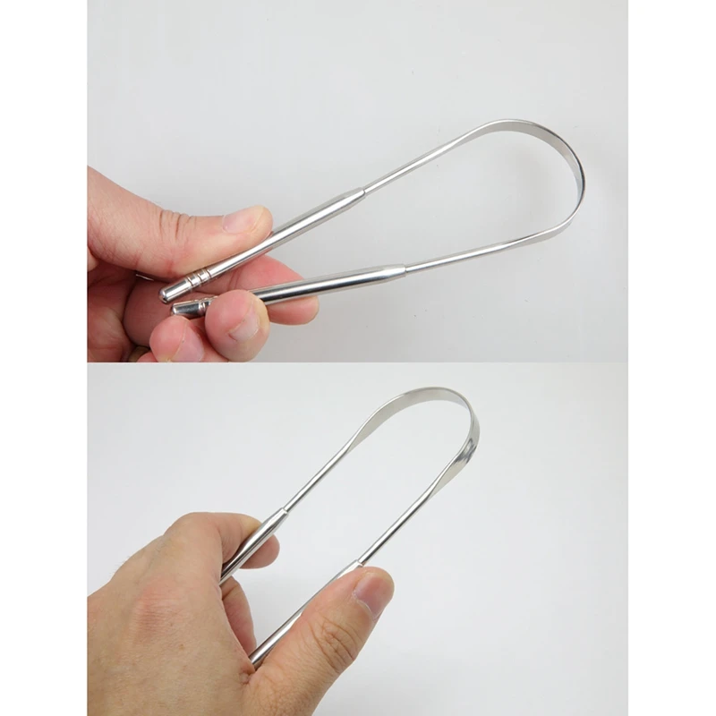 

Stainless Steel Tongue Cleaner Scraper Oral Tongue Cleaning Brush Remove Food Debris Care Toothbrush Hygiene Care Tools